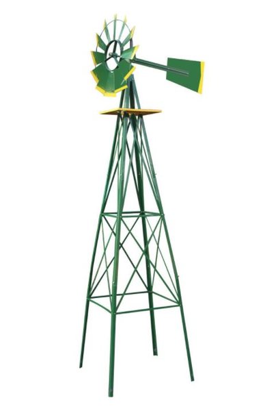8ft Green Metal Windmill Yard Garden Decoration Weather/ Rust Resistan ...
