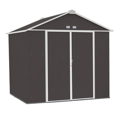 Arrow EZEE Shed High Gable Steel Storage Shed, Charcoal/Cream Trim, 8 x 7 ft.