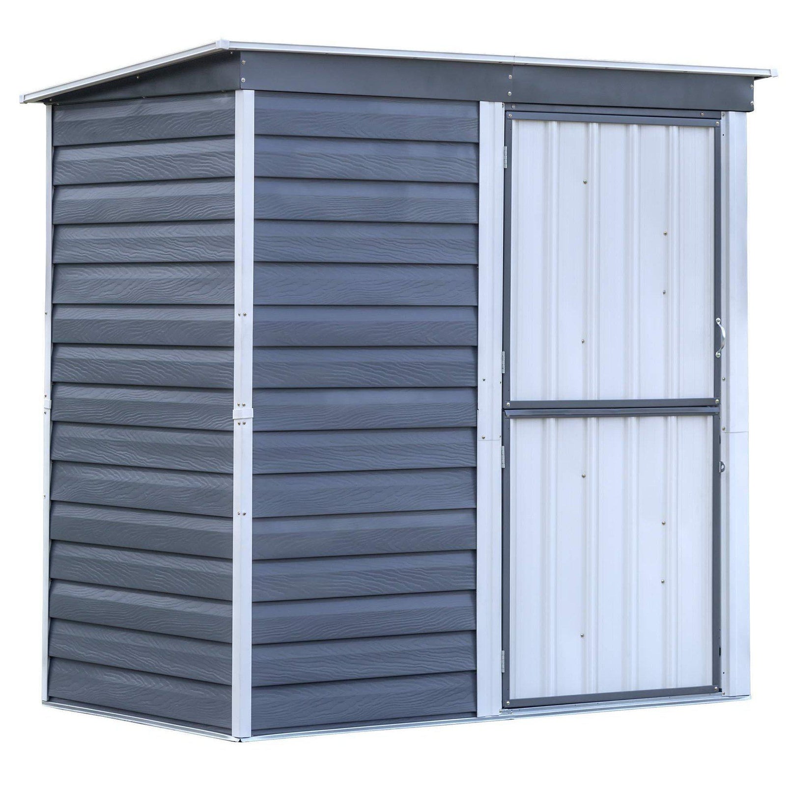 Arrow SBS64 Shed-in-a-Box Compact Galvanized Steel Storage Shed with Pent Roof, 6'x4', Charcoal