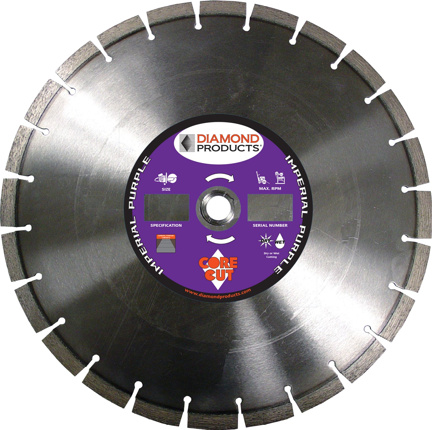 16" x .125 x UNV Imperial Purple High Speed Blade with 1" and 20mm universal arbor