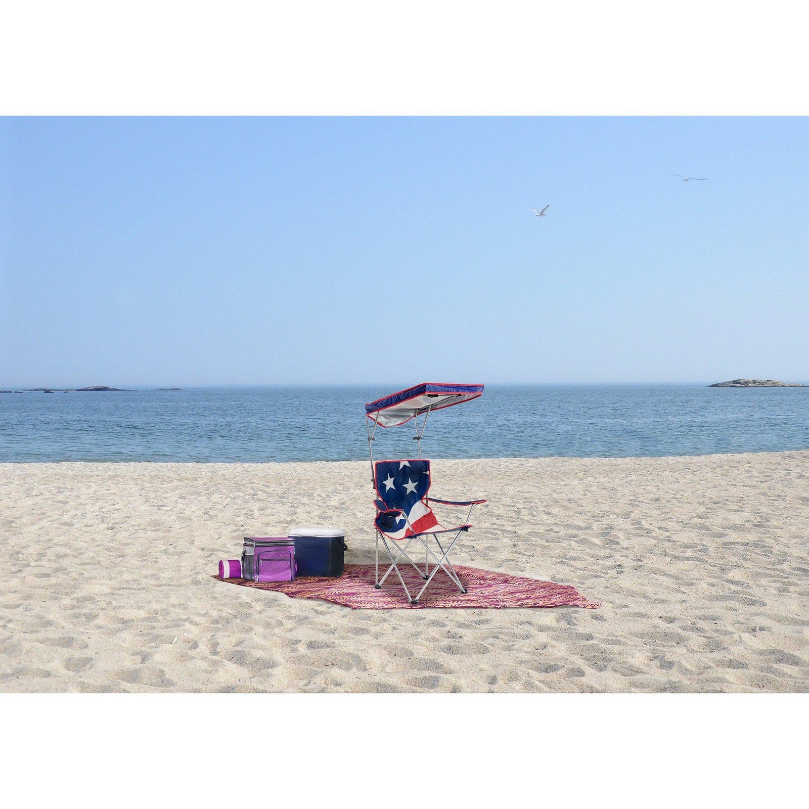 Quik Shade Adjustable Canopy Folding Shade Chair, American Flag