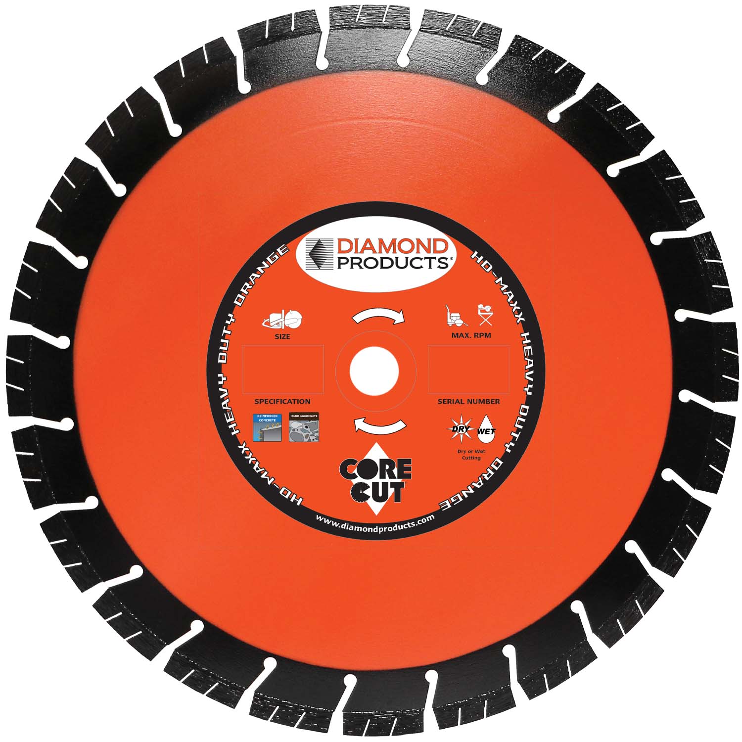 14" x .125 x UNV Heavy Duty Orange MAXX High Speed Blade with 1" and 20mm universal arbor