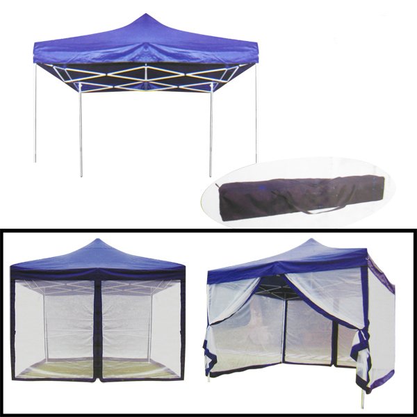 10 X 10 Blue Foldable and Portable Canopy With Mosquito Net