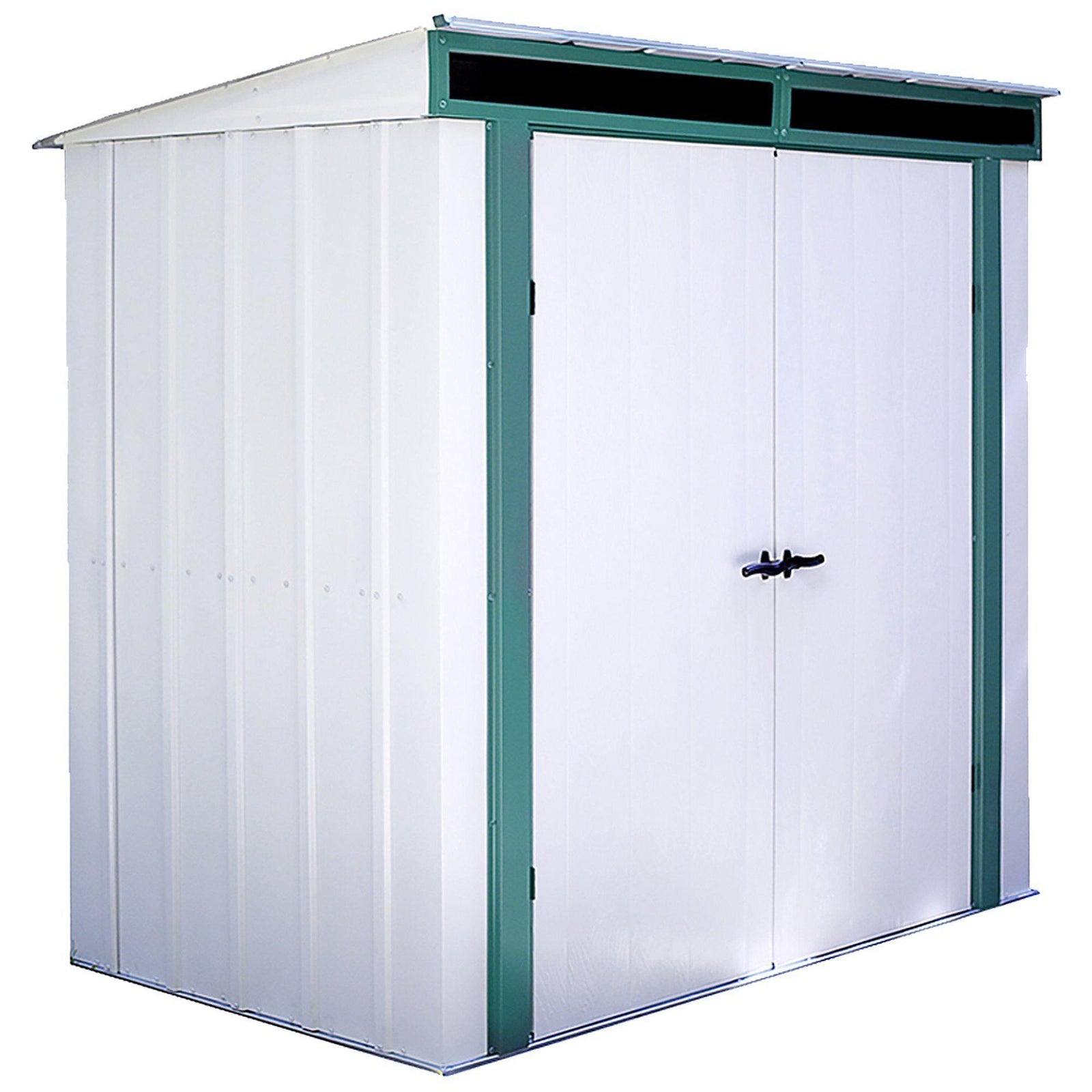 Arrow Euro-Lite Steel Storage Pent Shed, Green/Eggshell, 6 x 4 ft.