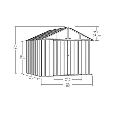 Arrow EZEE Shed Extra High Gable Steel Storage Shed, Cream/Charcoal Trim, 10 x 8 ft.