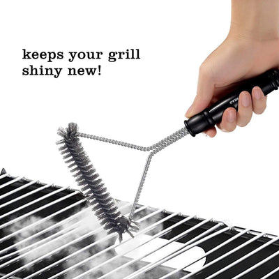 12" Heavy Duty BBQ Grill Brass Brush Bristle Cleaner Cooking Tool