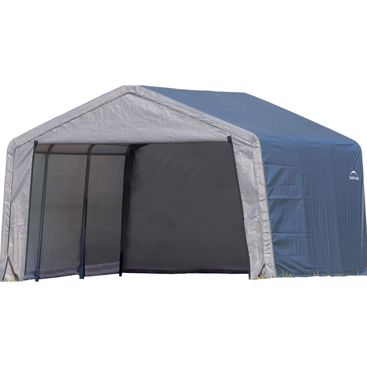 ShelterLogic Shed-in-a-Box with Auger Anchors, Peak, Gray