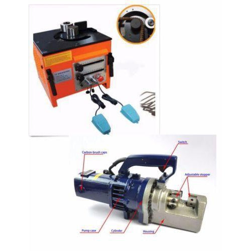 Heavy Duty Electric Rebar Bender 1"and Rebar Cutter 1" Diameter Combo Set Portable