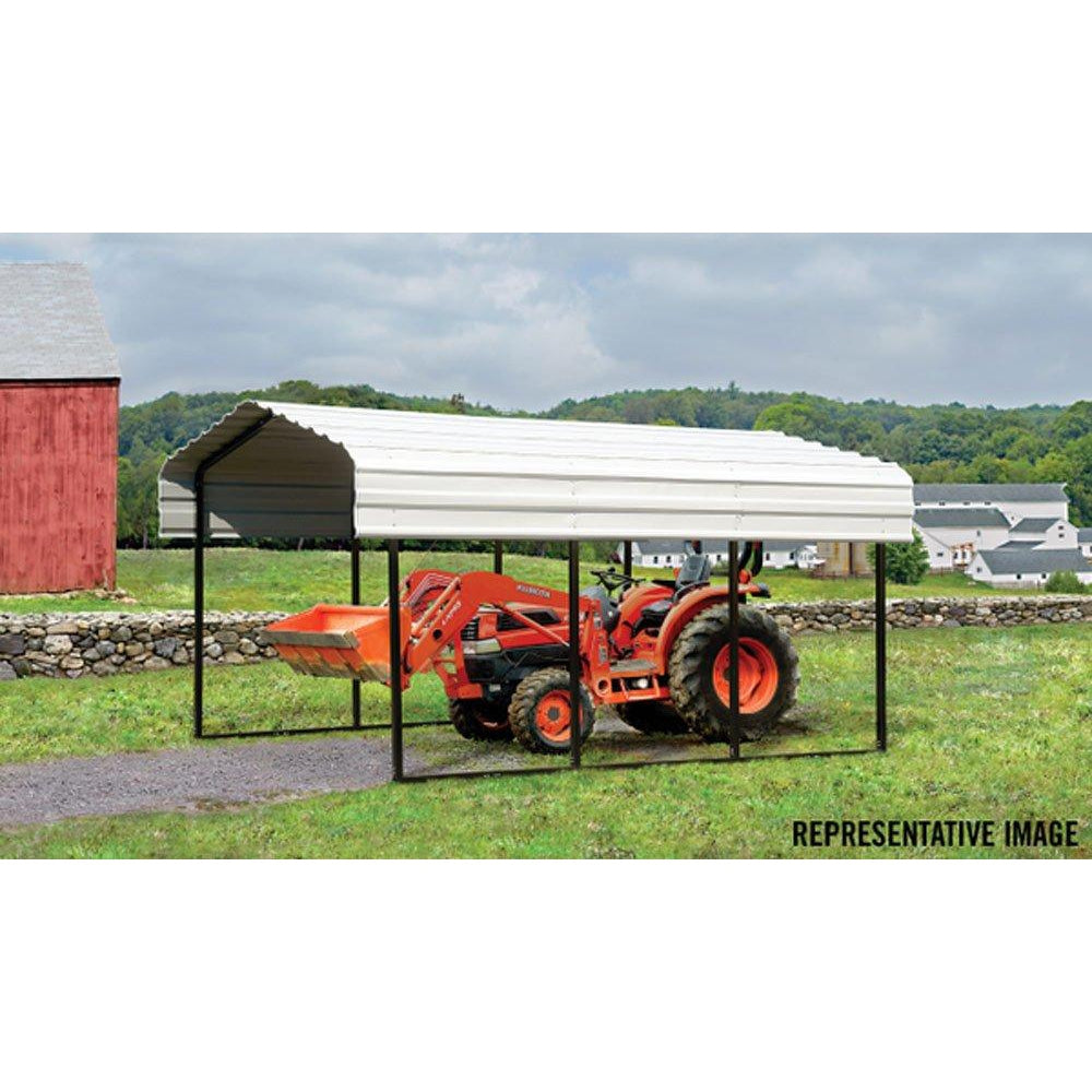 Arrow CPH102907 Galvanized Steel Carport ft, 10 x 29 x 7', Black/Eggshell