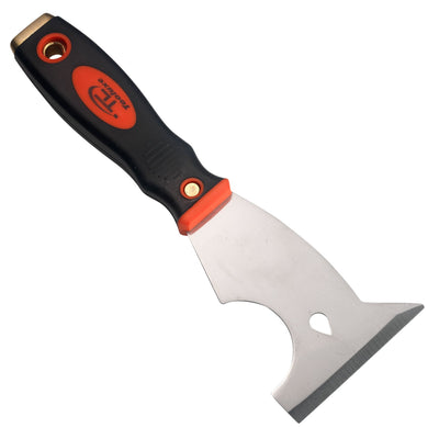 6 in 1 Painters Tool Scraper | Soft Grip Handle Stainless Steel Hammer End