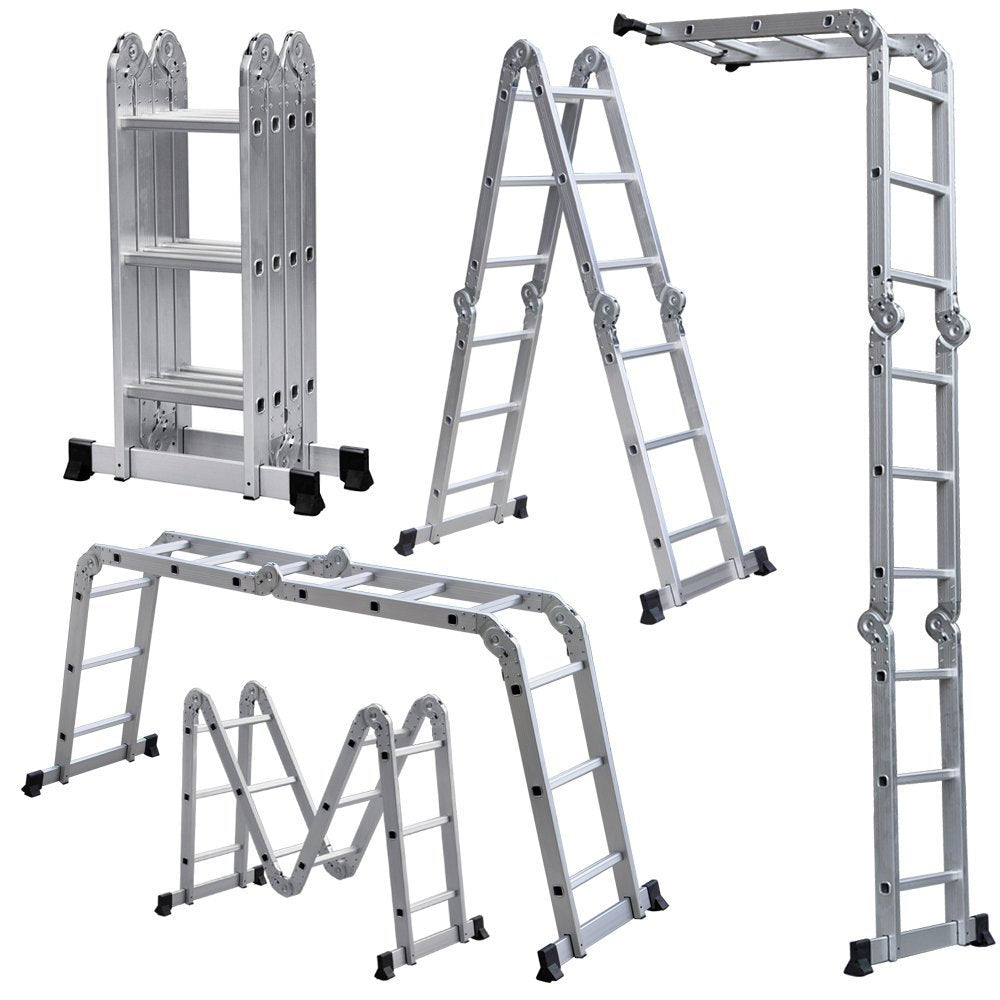 Multipurpose Multiple Position 12 Step Aluminum Folding Ladder