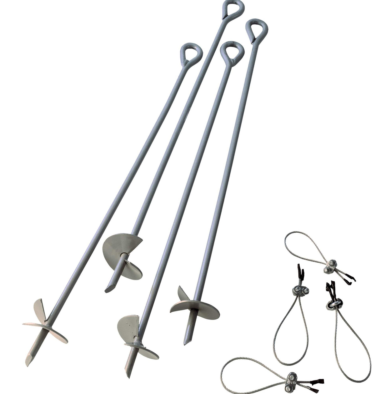 4pc 30" Earth Auger Anchor Kit w/ 4 Clamp-on all steel
