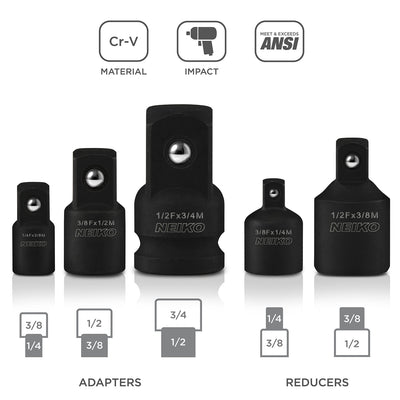 Husky 1/4 In. Drive Impact Driver Socket Adapter Set (3-Piece) HISKDRAPT3PCN - The Home Depot - Foto 2