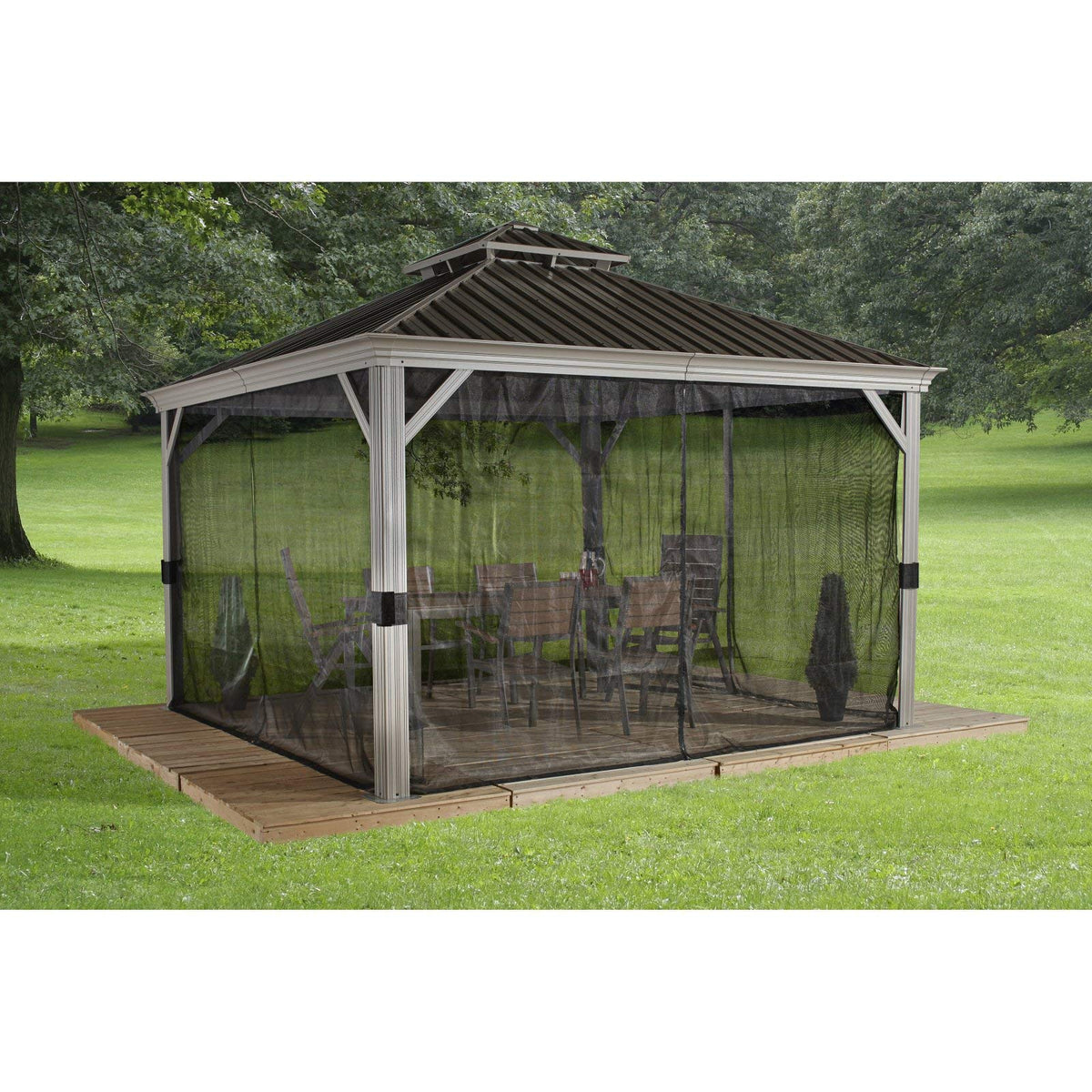 Messina # 43L - Shelter 12'x14 'Galvanized Steel roof, mesh Screen