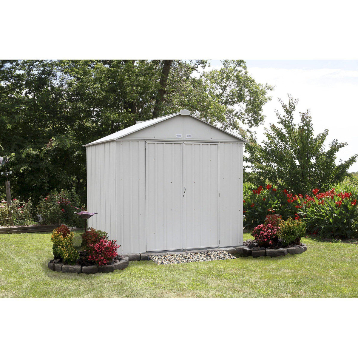 Arrow EZEE Shed High Gable Steel Storage Shed, Cream, 8 x 7 ft.