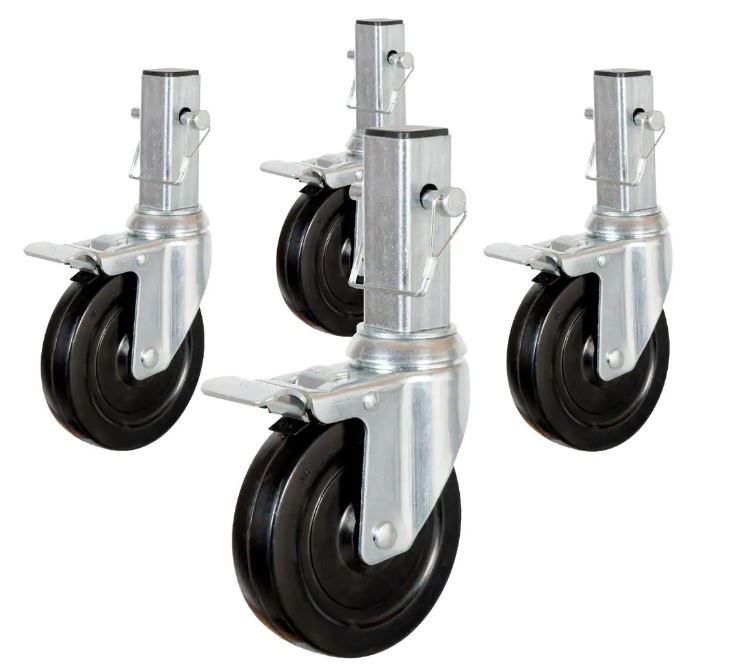 5 in. Locking Caster Wheel for Baker Style Rolling Scaffold H.D. Hard Rubber 1"