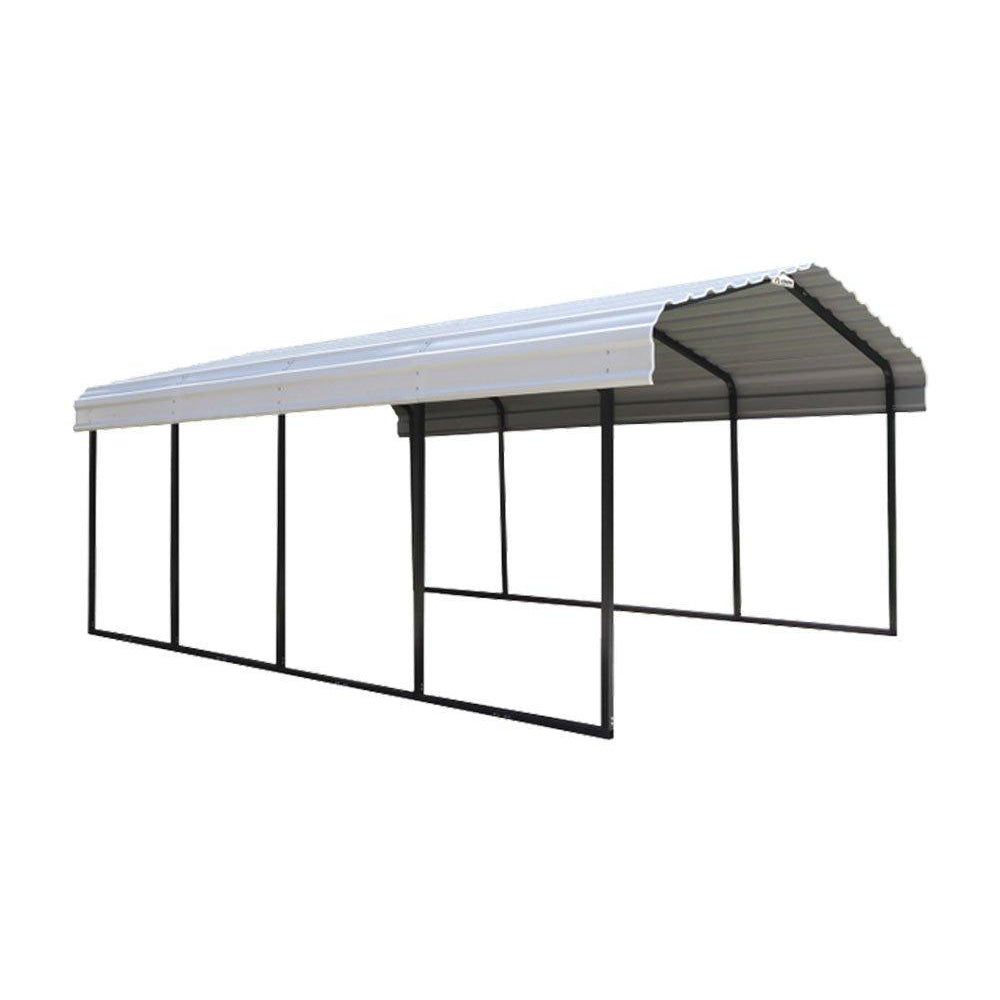 Arrow CPH122907 Steel Carport ft. Galvanized, 12 x 29 x 7', Black/Eggshell