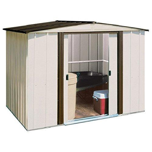 Arrow Newburgh Low Gable Steel Storage Shed, Coffee/Eggshell, 8 x 6 ft.