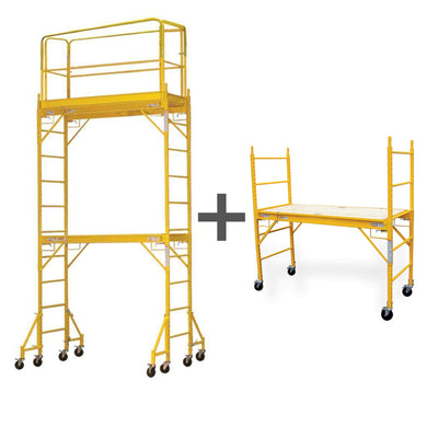 12 Foot Safety Rails with Outriggers + 1- 6 Foot Scaffold