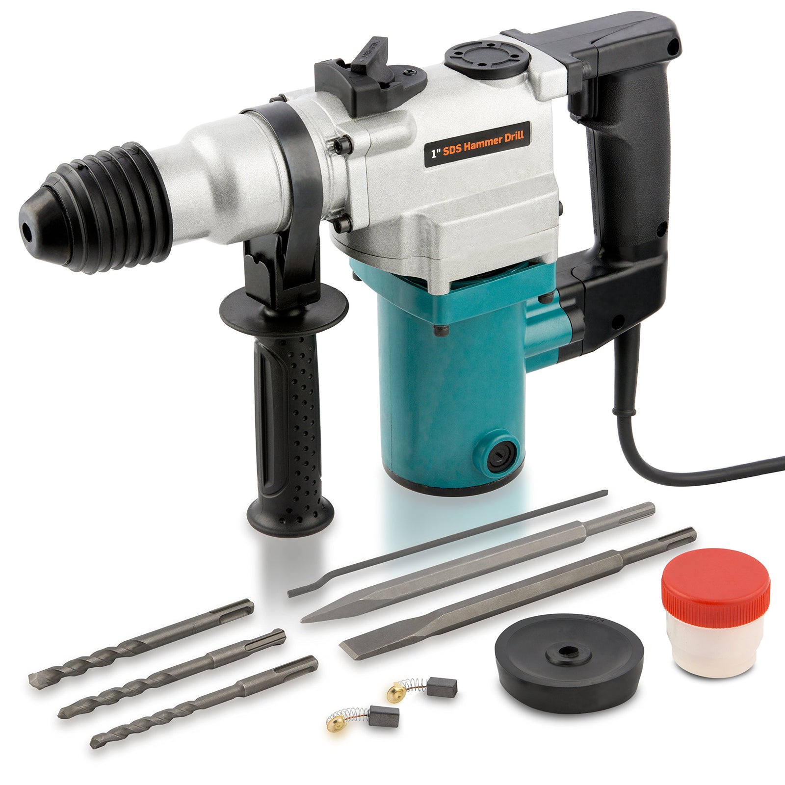 1" Electric Rotary Hammer Drill, 4.7 Amp | Includes 2 Chisels, 3 Drill Bits | 900 RPM, 3150 BPM
