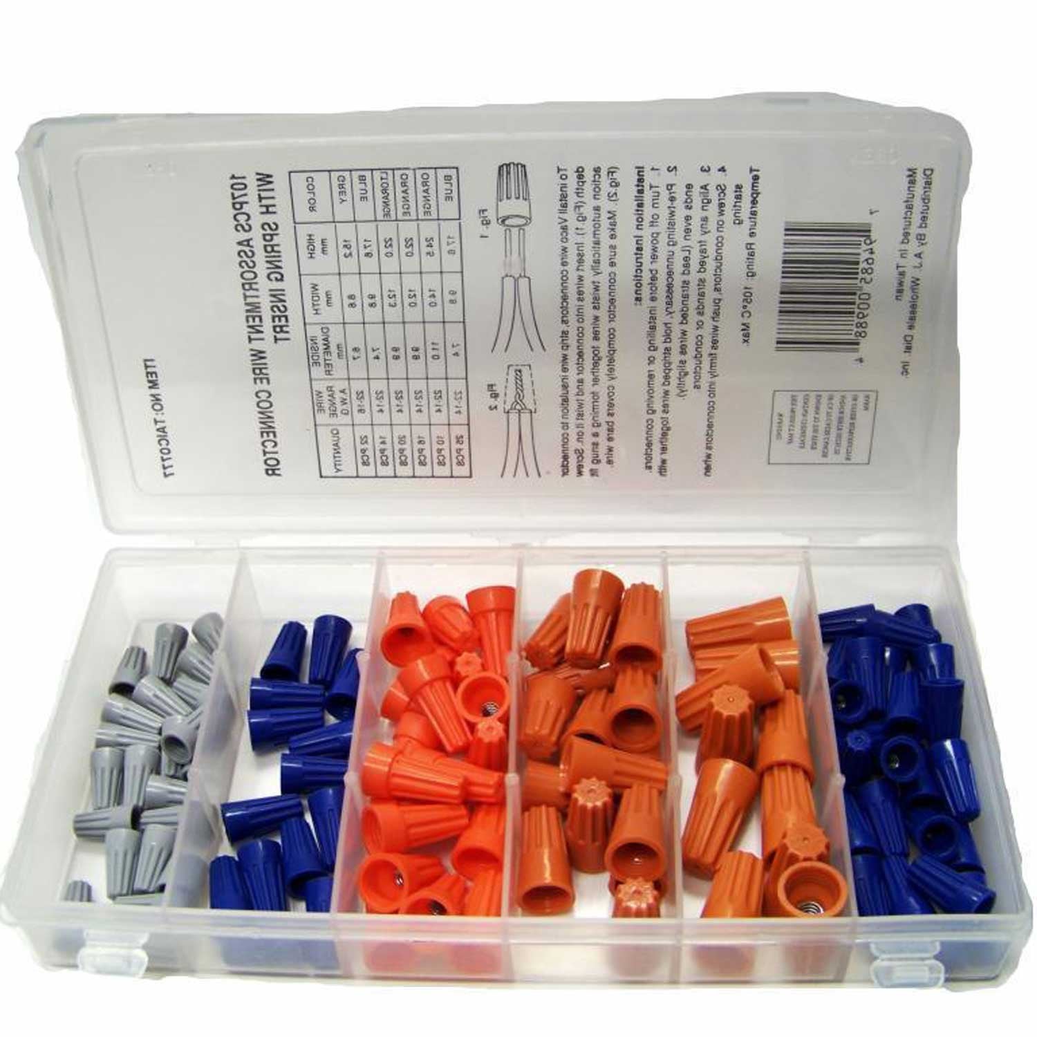 Wire Connector Twist | 107pc Electrical Nut Spring Cap Assortment Set 600 Volt