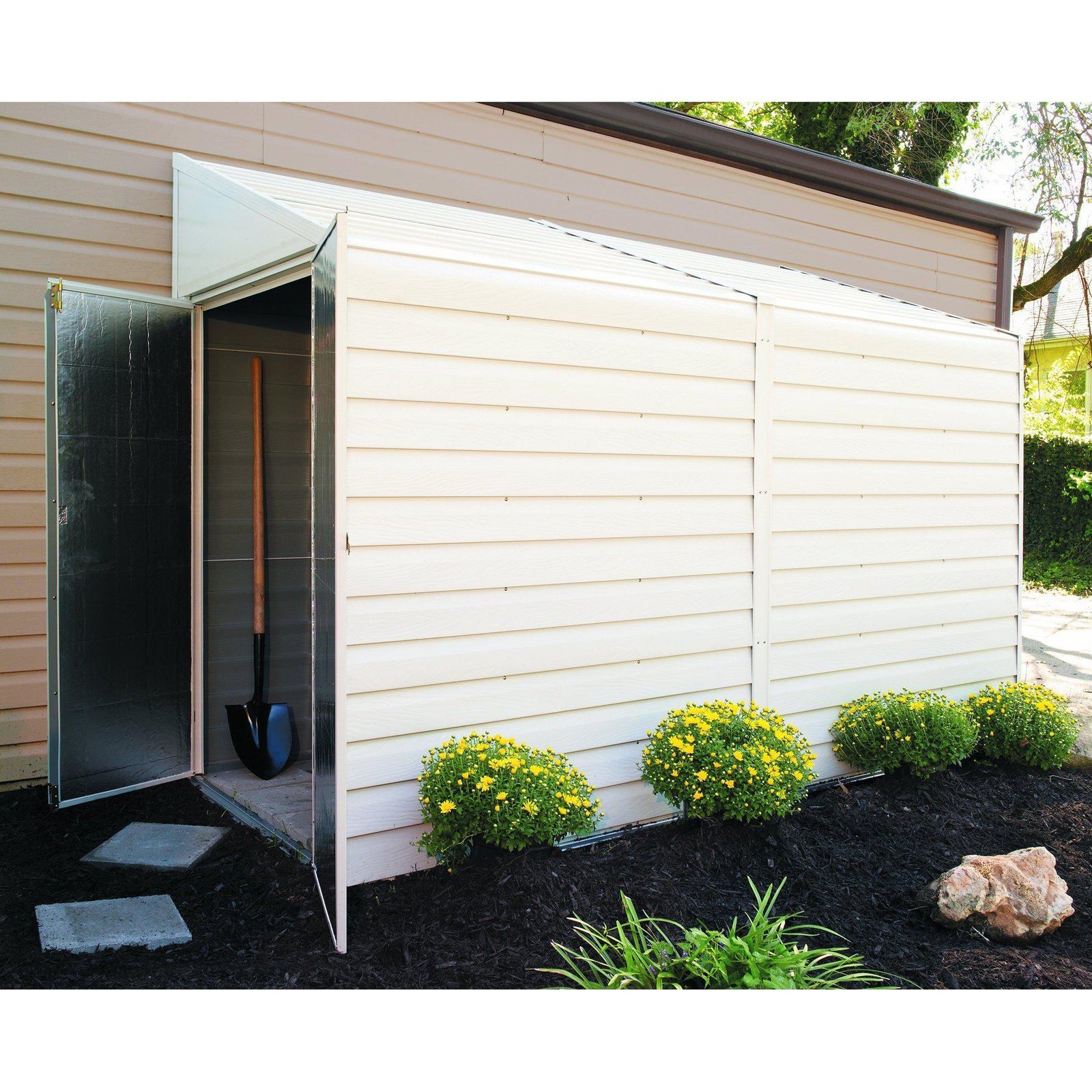 Arrow Yardsaver Pent Roof Steel Storage Shed, Eggshell, 4 x 10 ft.