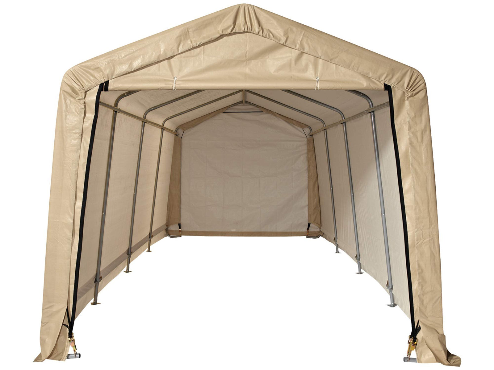 Canopy Shelter Shed 10X20X8 Auto Shelter Peak Style - Sandstone Cover