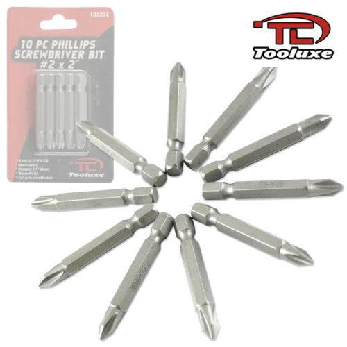 2-Inch Philips #2 Screwdrive Bits Extension with Magnetic Tip, 1/4" Hex Shank (Pack of 10)