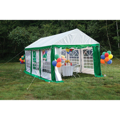 ShelterLogic Party Tent with Enclosure Kit, Green/White, 10 x 20 ft.