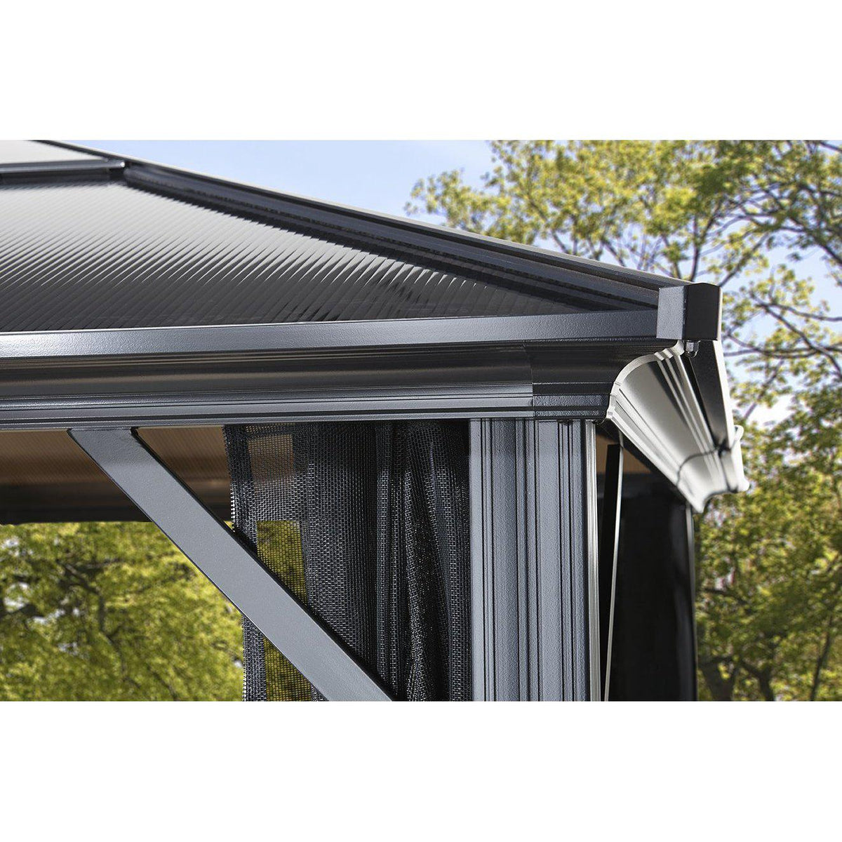Sojag Meridien Hard Top Sun Shelter, 10' by 12', Charcoal