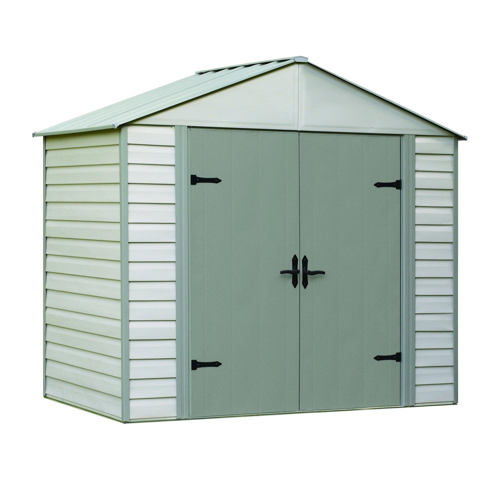 Arrow Viking High Gable Steel Storage Shed, Stoney/Creamy Vanilla, 8 x 5 ft.