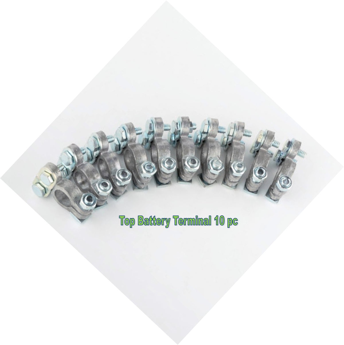 10pc CARD TOP POST BATTERY TERMINAL SOLID LEAD STEEL BOLT CABLE POS NEG