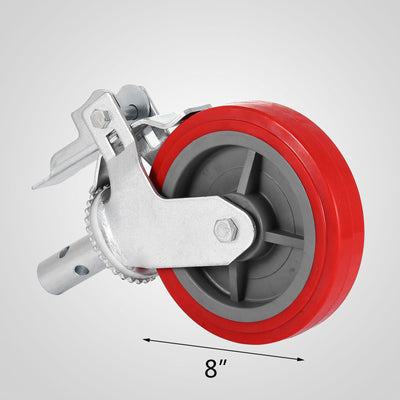 8" Scaffold Casters Wheel with Foot Brake 4pc Set