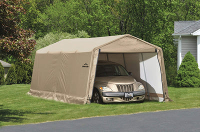 Canopy Shelter Shed 10X20X8 Auto Shelter Peak Style - Sandstone Cover