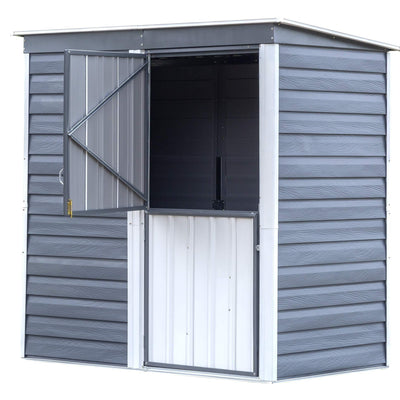 Arrow SBS64 Shed-in-a-Box Compact Galvanized Steel Storage Shed with Pent Roof, 6'x4', Charcoal