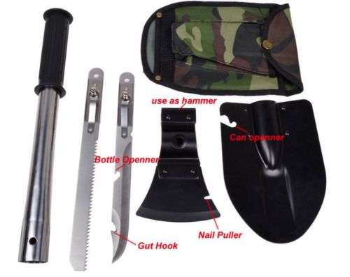 4 In 1 Emergency Camping Hiking Knife Shovel Axe Saw Gear Kit Tool Ultimate Function Emergency Camping Hiking Tools