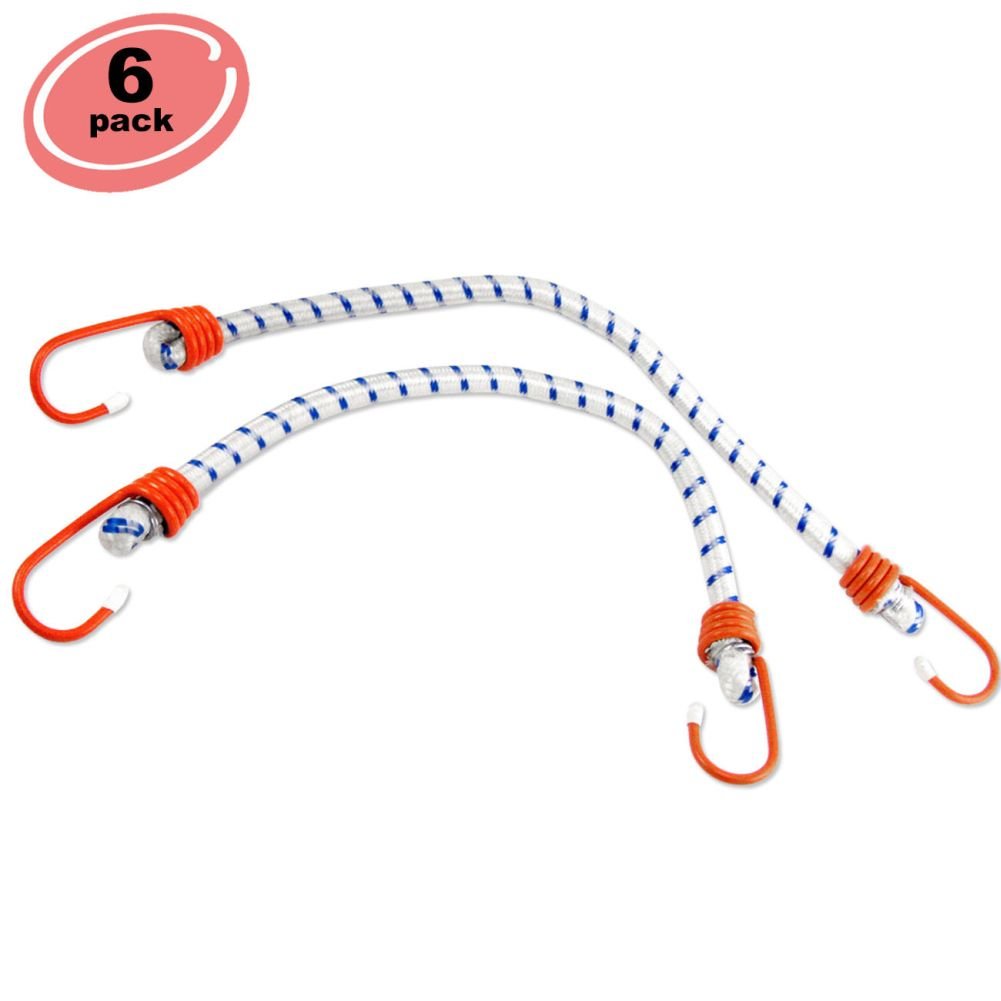 6pc Elastic Bungee Cord 72" inch Heavy Duty Straps 2 Heat Treated Hooks Tarp Tie Down Set Stretch