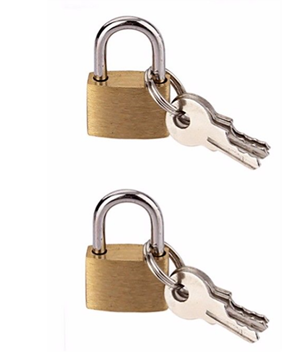 2pack Metal Padlock Brass Travel Locks Keyed Suitcase Luggage Jewelry 20mm