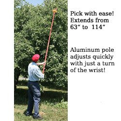 Fruit Picker With Telescopic Extension Steel Handle 48" to 96"
