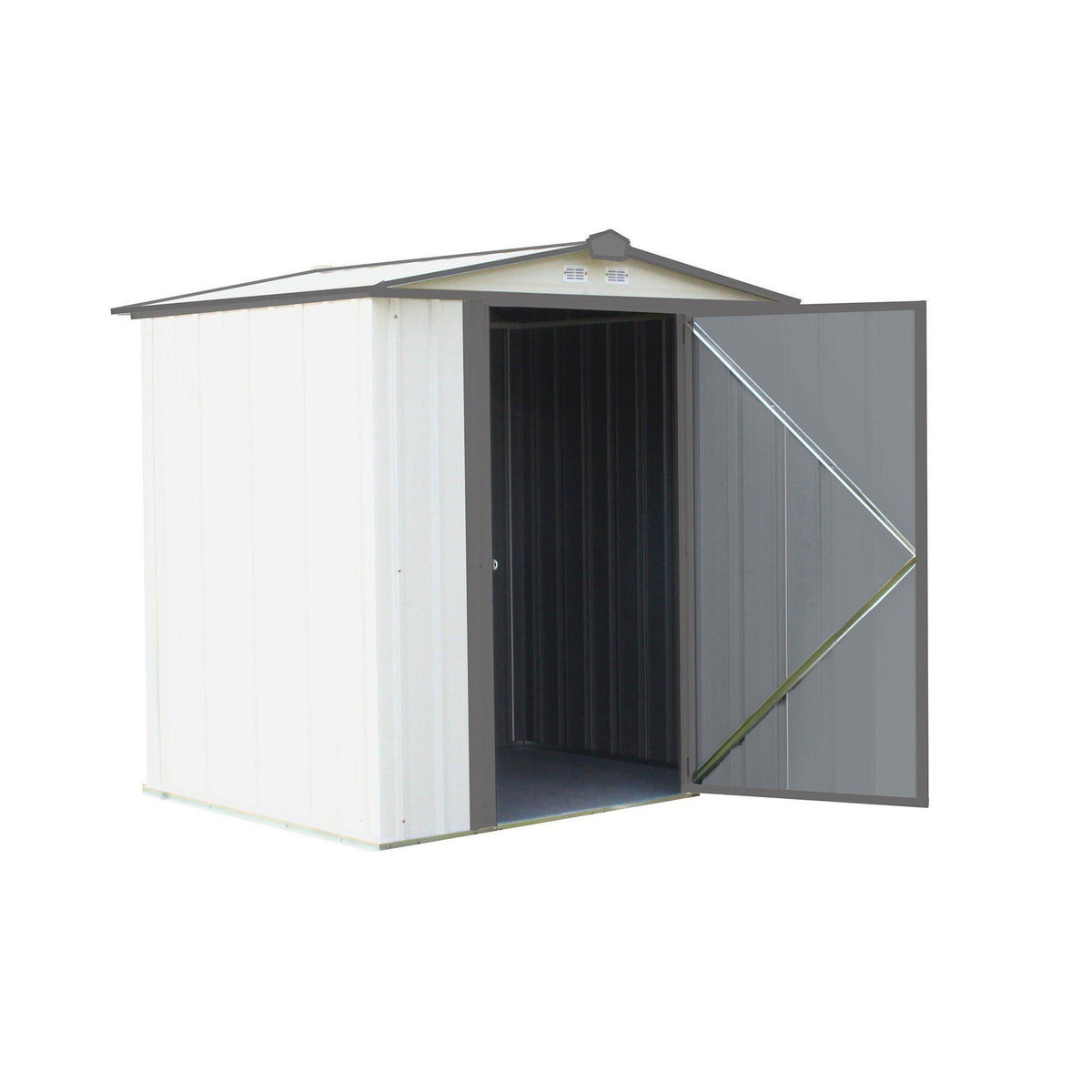 Arrow EZEE Shed Low Gable Steel Storage Shed, Cream/Charcoal Trim, 6 x 5 ft.