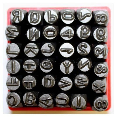 36pc1/4" Letter & Number Stamp Punch Set Heavy Duty Black Tempered Steel in Case