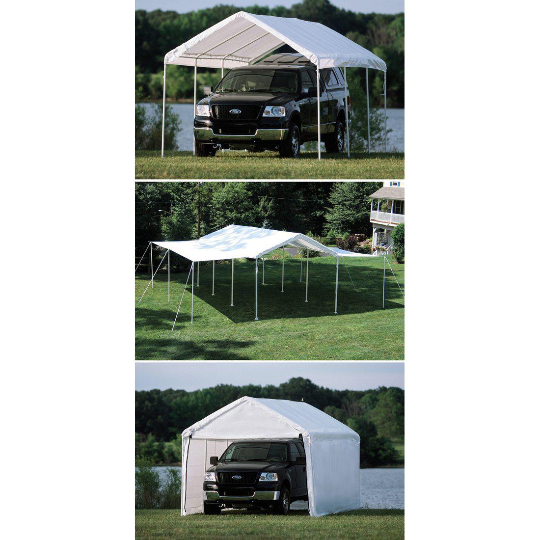 ShelterLogic MaxAP 3-in-1 Canopy with Enclosure and Extension Kits, White, 10 x 20 ft.