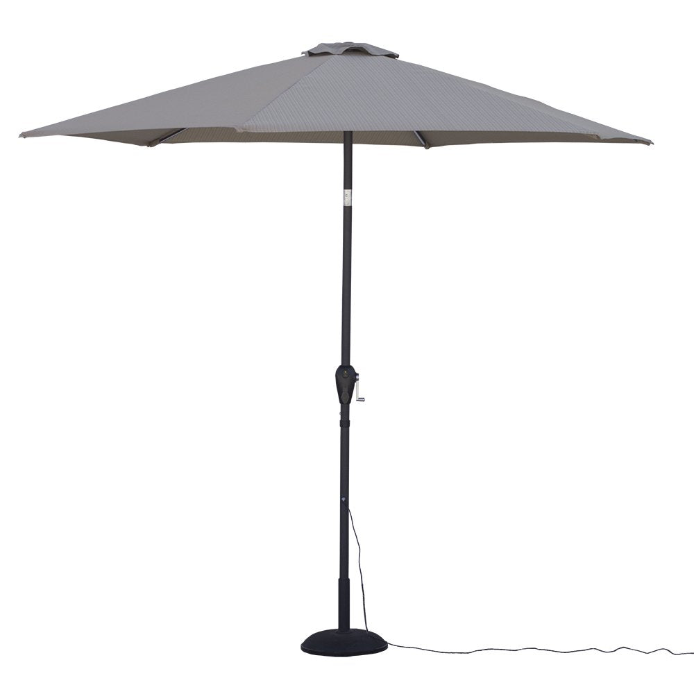 Quik Shade Pets Ultra Brite Outdoor Premium 432 LED Lighted Patio Umbrella with Dimmer, 9 feet (Tan with Cool LED)