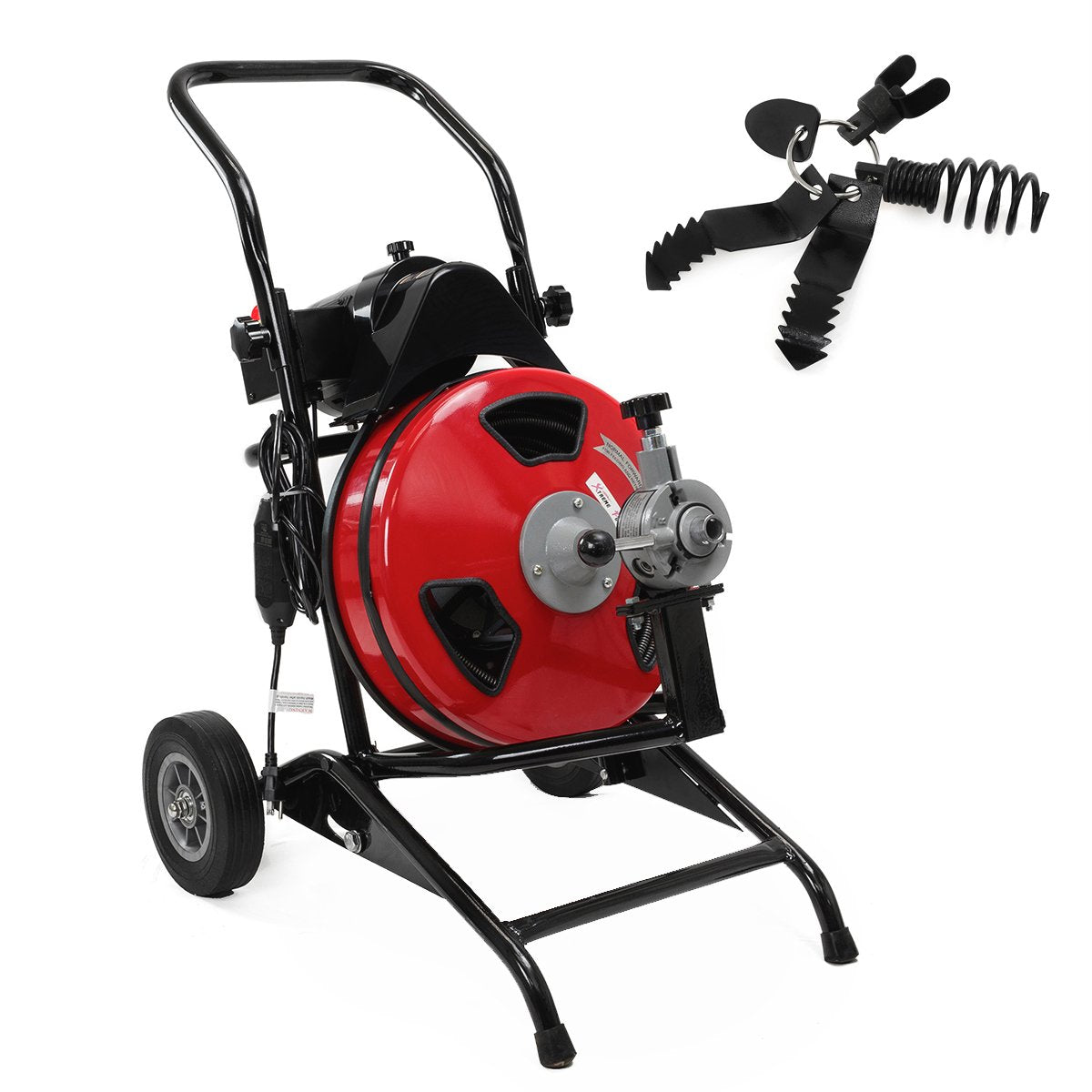 Commecial Sewer Snake Drain Auger Cleaner 100 Ft Long 1/2" x 100' w 4 Cutter, Foot Switch