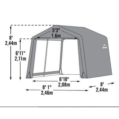 Canopy Storage Shelter Shed Grey Cover 10x10x8ft / 3x3x2.4m Peak Style