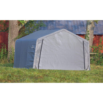 ShelterLogic Shed-in-a-Box with Auger Anchors, Peak, Gray