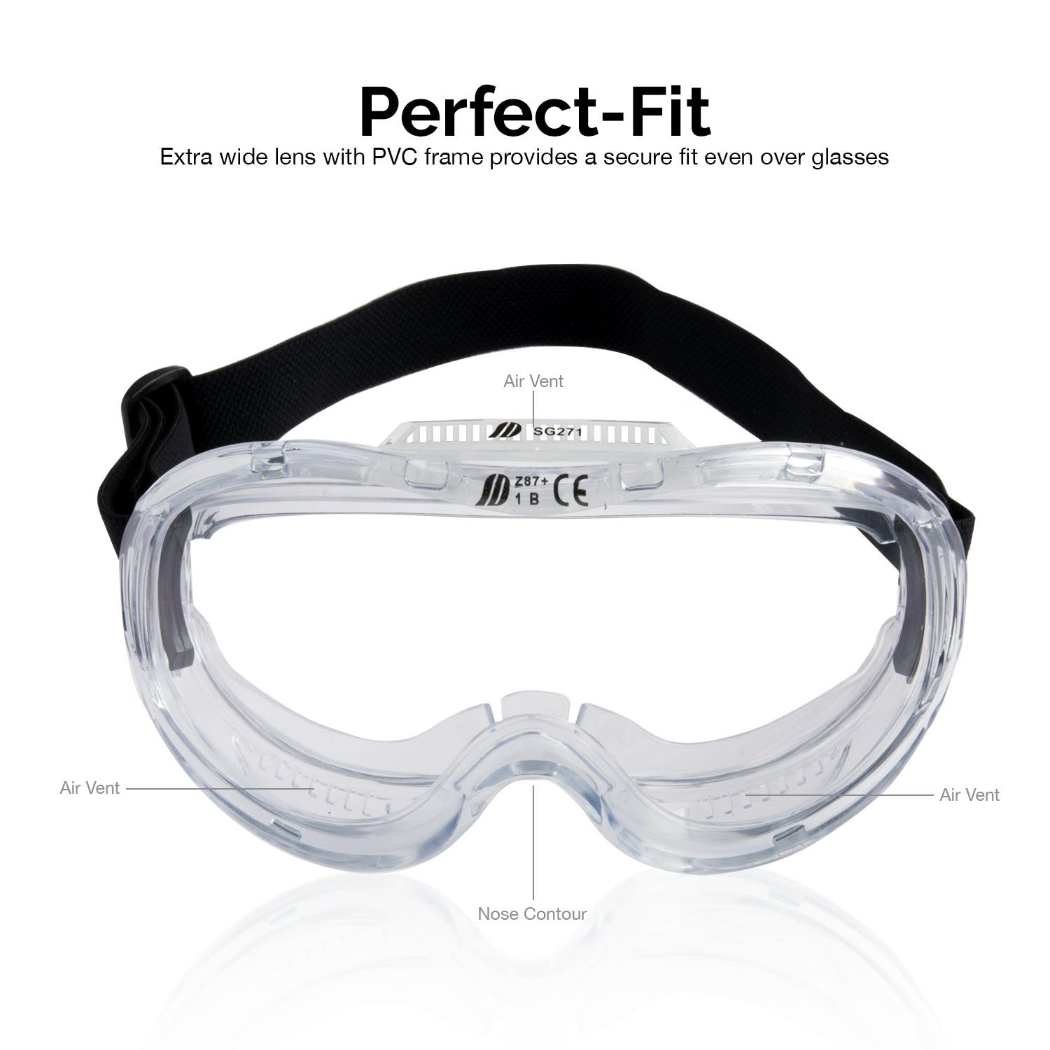 fit over glasses safety goggles Protective Anti-Fog Safety Goggles Wide-Vision, Ansi Z87.1 Approved, Lightweight