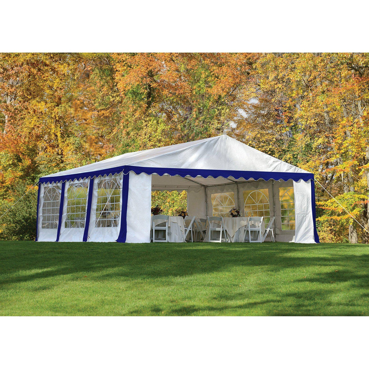 ShelterLogic Enclosure Kit with Windows, Blue/White, 20 x 20 ft. (Party Tent Cover and Frame Sold Separately)