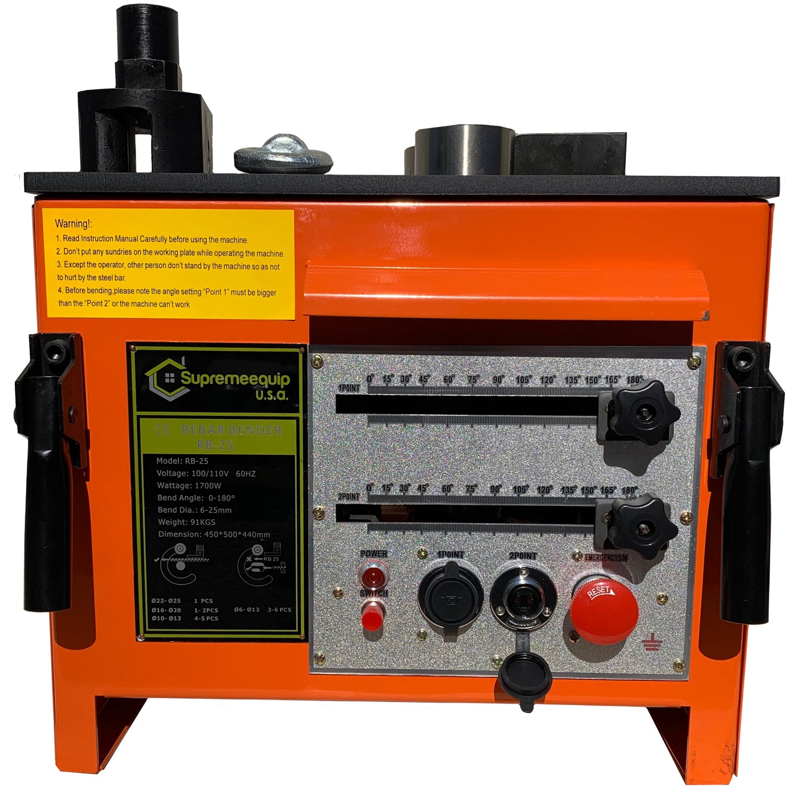 1" #8 Electric Rebar Bender Heavy Duty w/ 2 Foot Controls RB-25 Bending Machine