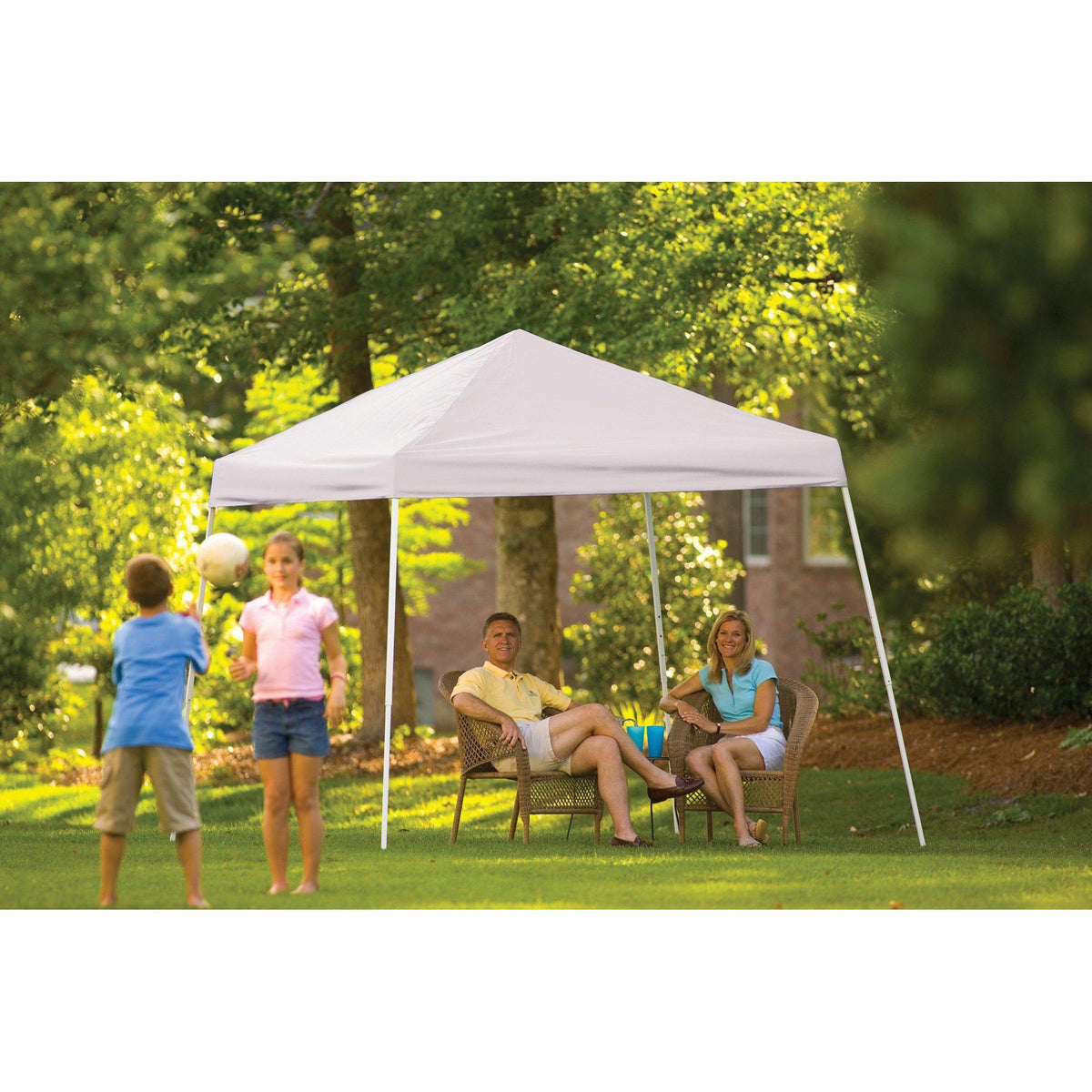 ShelterLogic Slant Leg Pop-Up Canopy with Carry Bag, White, 8 x 8 ft.